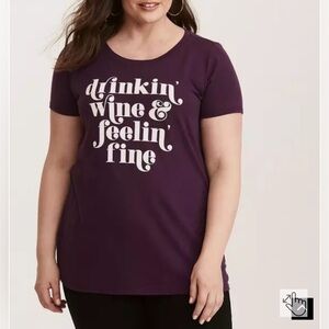 Torrid Drinkin' Wine Slub Knit Tee size 2
